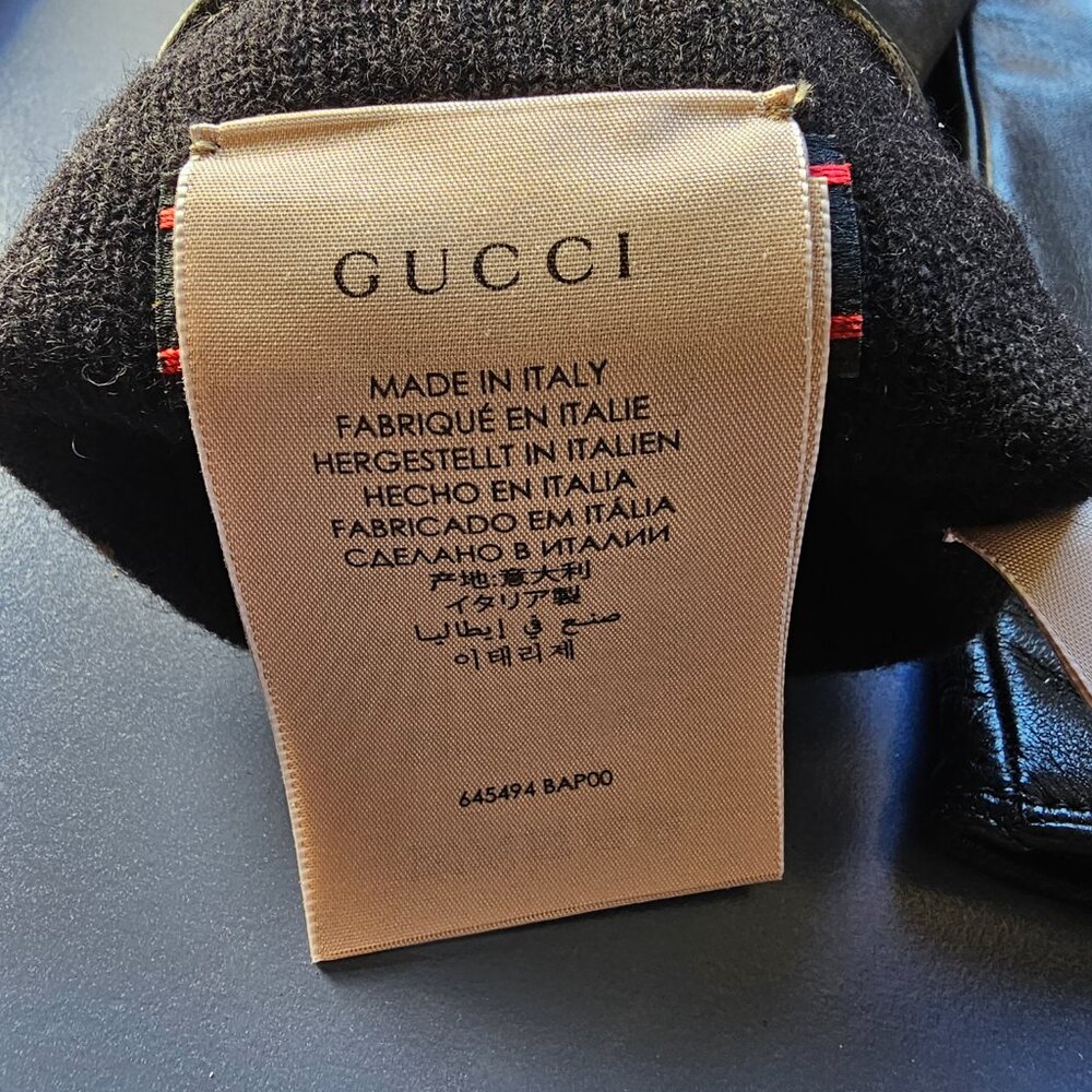 Gucci Horsebit Cashmere Lined Black Leather Gloves - Picture 2 of 2